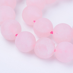 Rose Quartz Natural Rose Quartz Beads Strands, Round, Frosted, 6~6.5mm, Hole: 1mm, about 63pcs/strand, 15.5 inch