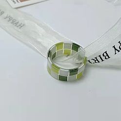 Желто-Зеленый 1Кольца для пальцев из акрила с узором «шотландка» для женщин, желто-зеленый, внутренний диаметр: 19 мм