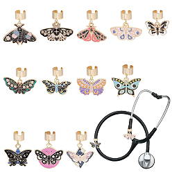 (52) Непрозрачная лаванда 12шт. сплав эмалированный стетоскоп подвесные украшения, моль, с 304 фурнитурой из нержавеющей стали, разноцветные, 25~34 мм, 12 шт / комплект