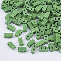 Зеленый Стеклянный бисер с отверстиями fgb 2, непрозрачных цветов, прямоугольные, зелёные, 4.5~5.5x2x2~2.5 мм, отверстие : 0.5~0.8 мм, около 2000 шт / упаковка
