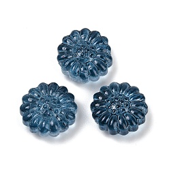 Прусский Синий Прозрачные стеклянные бусины, цветы, спекающийся лак, берлинская лазурь, 16x15.5x7.5 мм, отверстие : 1.2 мм