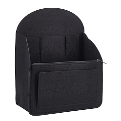 Черный Вставка-органайзер для рюкзака из фетра, аксессуары для рюкзаков и сумок, с молнией из сплава, чёрные, 150x270x340 мм, развернуть: 340x270x19 мм