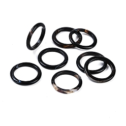 Черный Кольца из окрашенного и нагретого натурального полосатого агата/полосатого агата для женщин, чёрные, 2.5~3 мм, внутренний диаметр: 17~18 мм