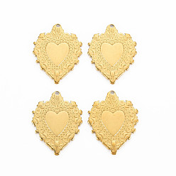 Настоящее золото 18K 201 подвески из нержавеющей стали, сердце, реальный 18 k позолоченный, 30x23x1.5 мм, отверстие : 1.6 мм