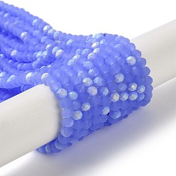 Средний Синий Шифер Стеклянные бусины, имитация нефрита , граненые, матовые, с половинным покрытием ab цвета, рондель, средний грифельно-синий, 4~4.5x3.5~4 мм, отверстие : 1 мм, около 105~110 шт / нитка, 38~39 см