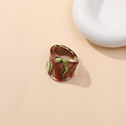 Зелено-Желтый Стеклянные кольца для пальцев в стиле дуньхуан, зеленый желтый, внутренний диаметр: 18 мм