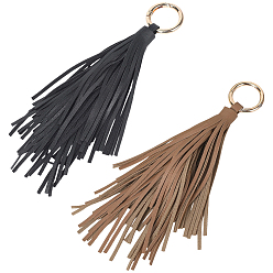 (52) Непрозрачная лаванда 2шт 2 цвета искусственная кожа брелки-подвески с кисточками, золотые, разноцветные, 210 мм, 1 шт / цвет