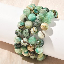 Джаспер с Зелёными Линиями Натуральные зеленые яшмовые круглые эластичные браслеты из яшмы для женщин, бусины : 10 мм, внутренний диаметр: 1.97 дюйм (5 см)