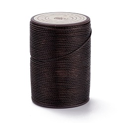 Темно-Коричневый  Круглая вощеная нить из полиэстера, микро шнур макраме, витой шнур, для шитья кожи, темнокоричневый цвет, 0.8 мм, около 54.68 ярдов (50 м) / рулон