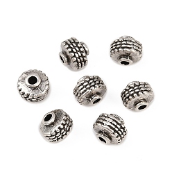 Thailand Sterling Silver Plated Сплавочные овальные бусины тибетского стиля , рондель, без кадмия и без свинца, Таиланд, стерлинговое серебро, покрытие, 7.5x6.5 мм, отверстие : 1.8 мм