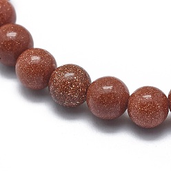 Goldstone Synthetic Goldstone Bead Stretch Bracelets, Round, 2-1/8 inch~2-3/8 inch(5.5~6cm), Bead: 8mm