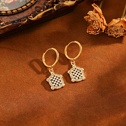 Oro Pendientes colgantes de latón con microengaste de circonitas cúbicas transparentes y diseño de carey para mujer, Pendientes de aro de acero inoxidable, dorado, 304 mm