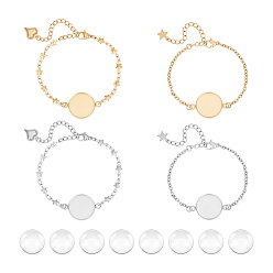 Золотой & Цвет Нержавеющей Стали Набор для самостоятельного изготовления купольного браслета, в том числе 304 изготовление браслета из нержавеющей стали, Кабошоны из стекла, золотые и нержавеющая сталь цвет, 16 шт / коробка