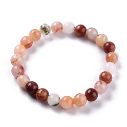 Разноцветный Окрашенные натуральные нефритовые бусины стрейч-браслеты, круглые, красочный, внутренний диаметр: 2-1/4 дюйм (5.7 см), бусина : 8~8.5 mm