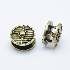 Античная Бронза Латунные плоским круглых бусин, долговечное покрытие и экологичность, без кадмия, без никеля и без свинца, античная бронза, 21x15 мм, отверстие : 6.5 мм