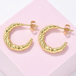 Настоящее золото 18K 304 из нержавеющей стали серьги, ионное покрытие (ip), c-образный, реальный 18 k позолоченный, 24x22.5x3 мм