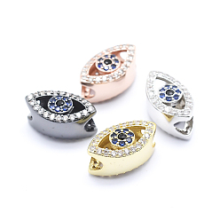 Mixed Color Brass Micro Pave Cubic Zirconia Beads, Eye, Mixed Color, 8.5x15x8mm, Hole: 4mm