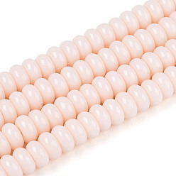 Персиковый Слойка Выпечка краска бисер пряди, рондель, розовые, 6x3 мм, отверстие : 1 мм, около 118~121 шт / нитка, 14.96~15.31'' (38~38.9 см)