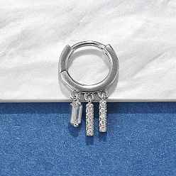 Платина Прямоугольные серьги-кольца из стерлингового серебра с микропаве из прозрачных кубических цирконий для женщин, платина, 925 мм