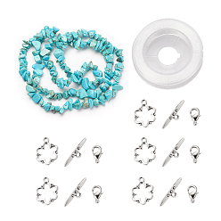 Synthetic Turquoise DIY Bracelets Necklaces Jewelry Sets, Synthetic Turquoise Chips Beads Strands, Toggle Clasps, Lobster Claw Clasps and Elastic Wire, 12.6x10.6x2.1cm