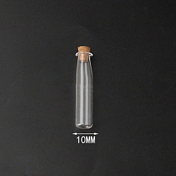 Clear Mini High Borosilicate Glass Bottle Bead Containers, Wishing Bottle, with Cork Stopper, Clear, 4.8x1cm