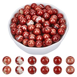 Rotem Jaspis Natürliche rote Jaspis Perle Stränge, Runde, 8 mm, Bohrung: 1 mm, ca. 48 Stk. / Strang, 15.55 Zoll (39.5cm), 2 Stränge / box