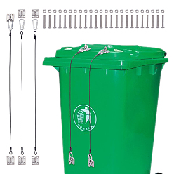Color de Acero Inoxidable Kits de cuerdas para abrir la tapa del cubo de basura (hágalo usted mismo), Incluye 304 tuercas y tornillos de acero inoxidable y placa de ojo., Anillos de resorte de hierro para puerta, cable de acero inoxidable, color acero inoxidable, 8x9x4 mm