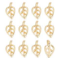 Настоящее золото 18K 60 шт. Латунные подвески, лист, реальный 18 k позолоченный, 9.5x5.5x3.5 мм, отверстие : 1.5 мм