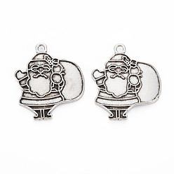 Античное Серебро Сплавочные сеттинги для кулона, тибетский стиль, без кадмия и без свинца, Дед Мороз, античное серебро, 27x24x2 мм, отверстие : 2 мм