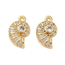 Другие Подвески из прозрачных кубических цирконий с микропаве из океанической латуни, без никеля , реальный 18 k позолоченный, форма раковины, 13.5x8.5x3 мм, отверстие : 1.2 мм