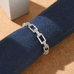 Платина Прямоугольные прозрачные кольца из кубического циркония, украшения из латуни для женщин, долговечный, стойки покрытие, платина, 3.5 мм, внутренний диаметр: 17.5 мм