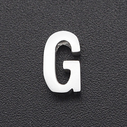 Letter G Не тускнеющие 201 подвески из нержавеющей стали, для изготовления простых ожерелий, лазерная резка, буквы, цвет нержавеющей стали, letter.g, 8.5x5x3 мм, отверстие : 1.8 мм