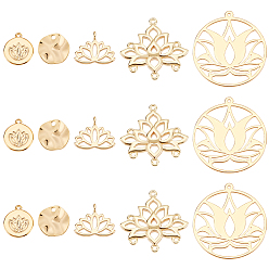 Echt 18 k vergoldet 20 Stück 5 Stil Messing Charms & Cabochons & Kronleuchter Komponenten Links, Lotusblume & Blatt, echt 18 k vergoldet, 4 Stück / Stil