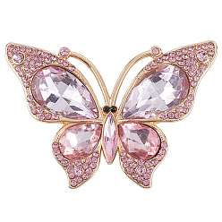 Розовый 1кабошоны из поликарбонатного сплава со стразами, бабочка, золотой свет, светло-розовый, 45x62.5x7.5 мм