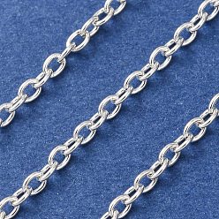 Silver 304 Stainless Steel Cable Chains, Soldered, with Spool, Silver, 2.5x2x0.4mm