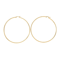 Золотой 304 серьги из нержавеющей стали, гипоаллергенные серьги, текстурированная форма кольца, золотые, 12 датчик, 90x86x2 мм , штифт: 1 мм