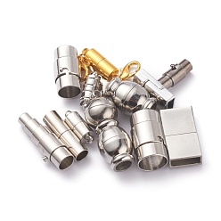 Mixed Color Brass/Stainless Steel Magnetic Clasps, Mixed Color, 15~23x6~12mm, Hole: 4~10mm