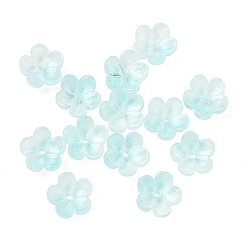 Бледно-бирюзовый Окрашенные и нагретые стеклянные колпачки для бусин, 5-лепестков цветка, бледные бирюзовая, 10x10x5 мм, отверстие : 1.4 мм