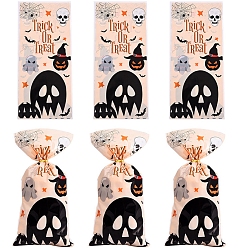 Ghost Пластиковые пакеты для подарков на Хэллоуин с принтом, прямоугольные пакеты для упаковки конфет, призрак, 27.5x12.5 см, 50 шт / комплект