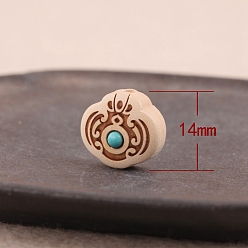 Andere Buchsbaumperlen, mit synthetischen Türkis, 14x16x10 mm