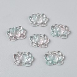 Прозрачный Бусины лэмпворк , два тона, лотос, прозрачные, 15.5x20.5x7 мм, отверстие : 1.4 мм