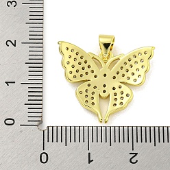 Real 18K Gold Plated Brass Micro Pave Clear Cubic Zirconia Pendants, Butterfly, Real 18K Gold Plated, 18.5x22.5x2.5mm, Hole: 3x3.5mm