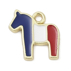Лошадь День независимости эмалевые подвески из сплава, золотые, лошадь, 13.5x13x1.5 мм, отверстие : 1.5 мм