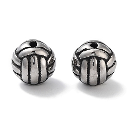 Античное Серебро 304 из нержавеющей стали бусы, спортивный мяч, волейбол, античное серебро, 9.5 мм, отверстие : 1.5 мм