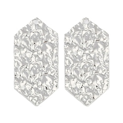 Нержавеющая Сталь Цвет Не тускнеющие 304 подвески из нержавеющей стали, текстурированный шестигранный шарм, цвет нержавеющей стали, 49.5x24x1.8 мм, отверстие : 2.6 мм