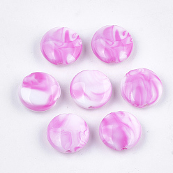 Orchidee Acryl-Perlen, Nachahmung Edelstein-Stil, Ton zwei, Flachrund, Orchidee, 13~13.5x5.5 mm, Bohrung: 2 mm, ca. 860 Stk. / 500 g
