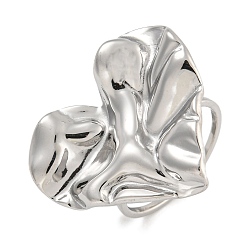 Нержавеющая Сталь Цвет 304 кольцо из нержавеющей стали, для женщин, сердце, цвет нержавеющей стали, 23.5x26.5 мм, размер США 6 (16.5 мм)