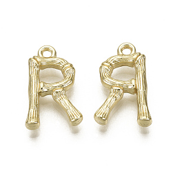 Letter R Подвески из сплава , без кадмия, без никеля и без свинца, бамбуковая буквица, реальный 18 k позолоченный, буква r, r: 16.5x10.5x3 мм, отверстие : 1.5 мм