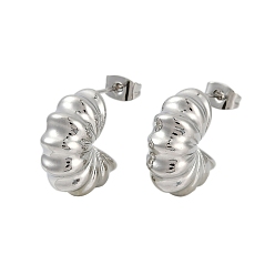 Нержавеющая Сталь Цвет Серьги-гвоздики из латуни для женщин, долговечный, цвет нержавеющей стали, 17.5x8 мм