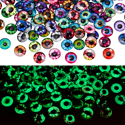 (52) Непрозрачная лаванда 2сумки флуоресцентные стеклянные кабошоны, полукруглый с рисунком глаз, для изготовления кукол, светящиеся в темноте бусы, разноцветные, 12x5.5 мм